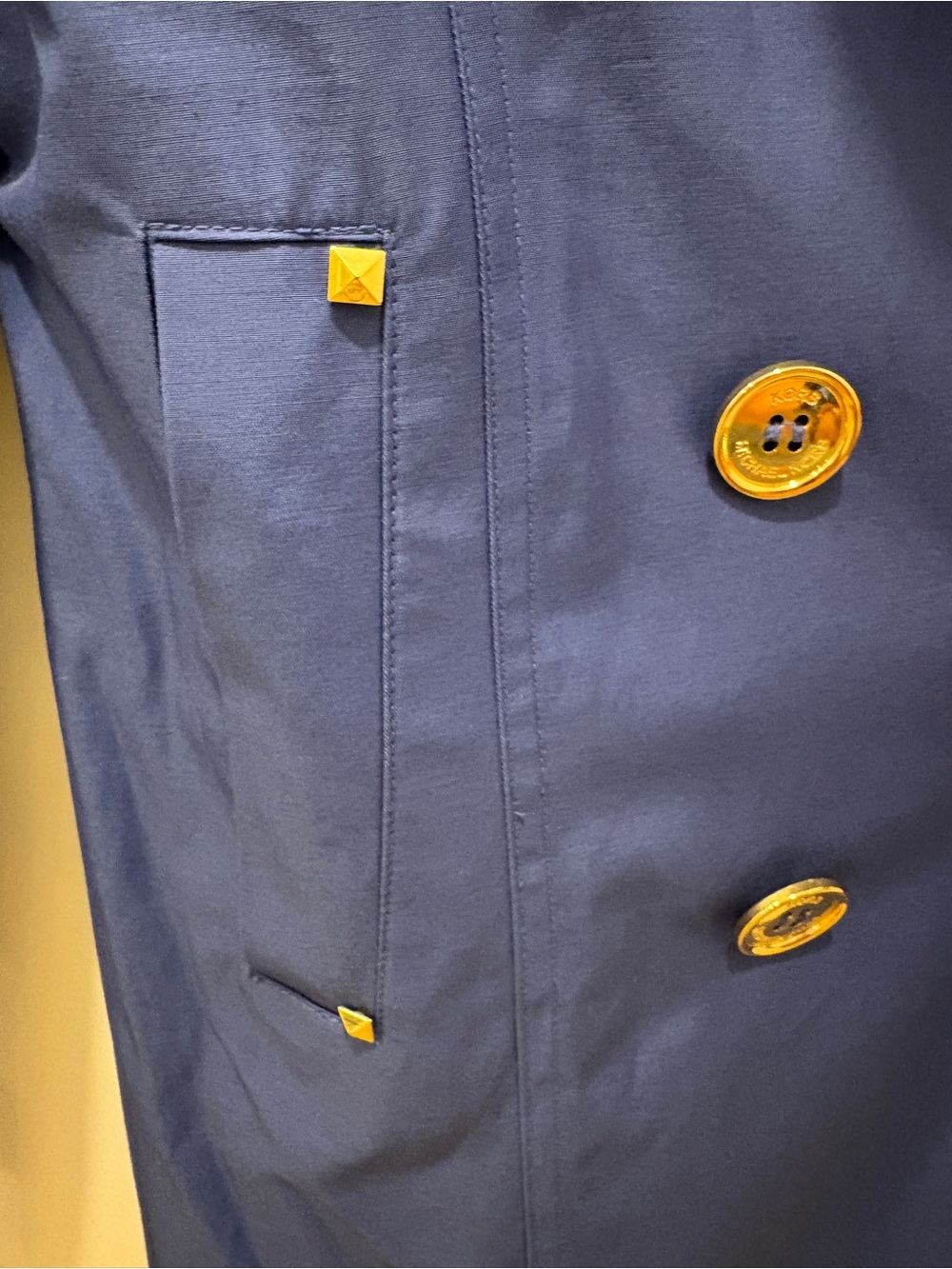 Michael Kors Blue Double-Breasted Women's Trench Coat with Belt - Picture 13 of 15